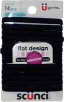 PONYTAIL HOLDER 14CT BLK FLAT EL